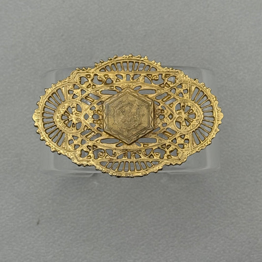 Statement Filigree Oval Wide Acrylic Cuff (LG)