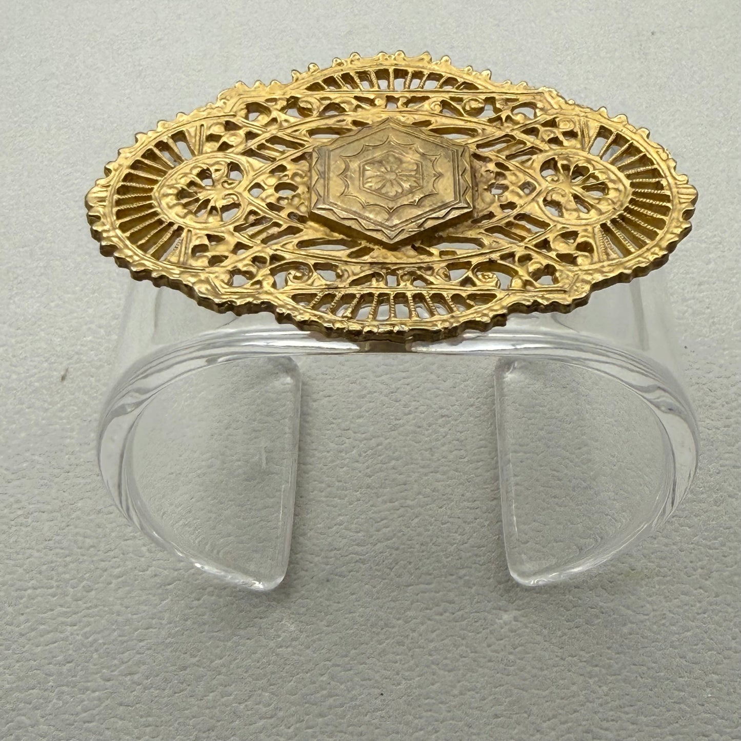 Statement Filigree Oval Wide Acrylic Cuff (LG)