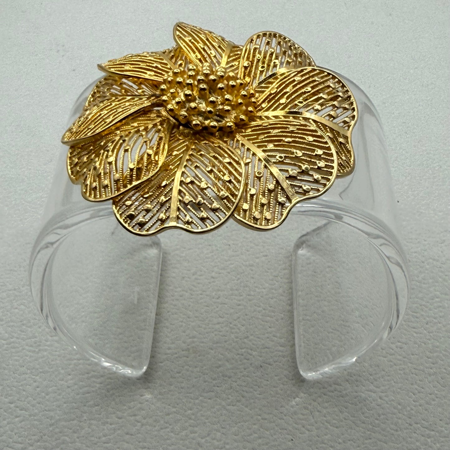 Lisner Filigree Statement Floral Wide Acrylic Cuff (LG)