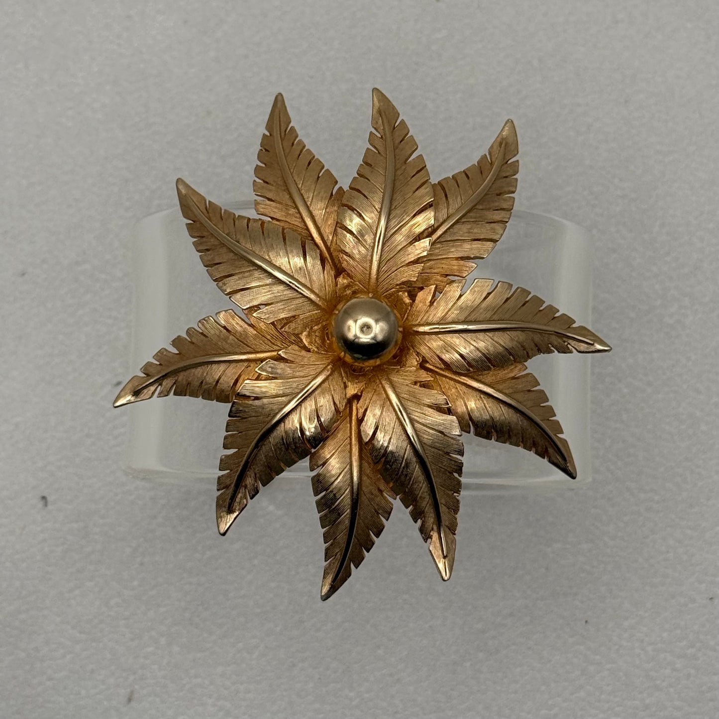 Golden Botanical Leaf Wide Acrylic Cuff (MD)