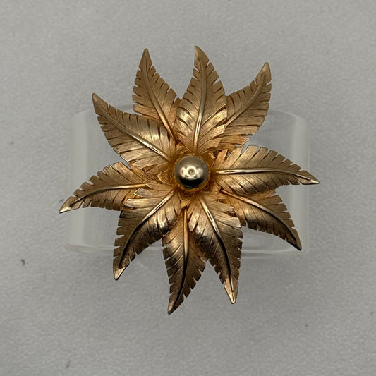 Golden Botanical Leaf Wide Acrylic Cuff (MD)