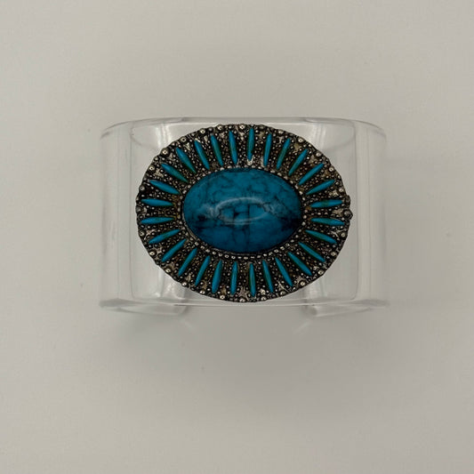 Turquoise Sunburst Wide Acrylic Cuff (MD)