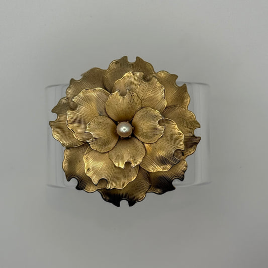 Ruffled Floral Statement Wide Acrylic Cuff (MD)