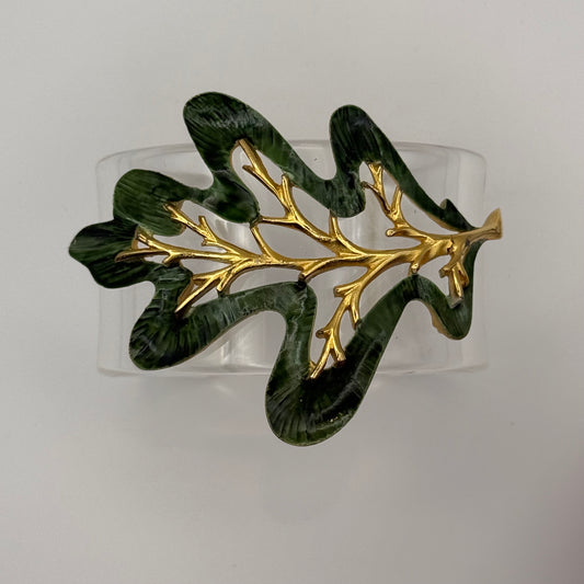 Green Oak Enamel Wide Acrylic Cuff (MD)