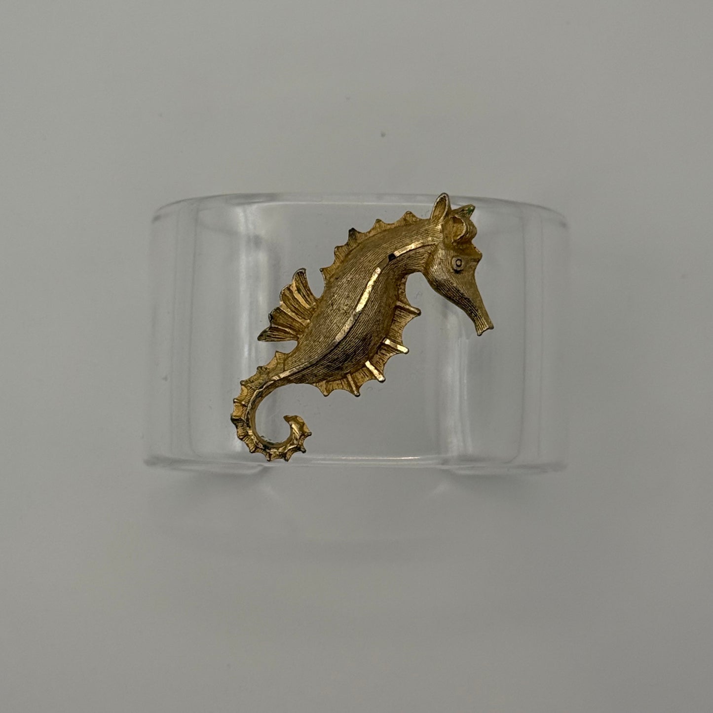 Golden Sea Horse Wide Acrylic Cuff (SM)