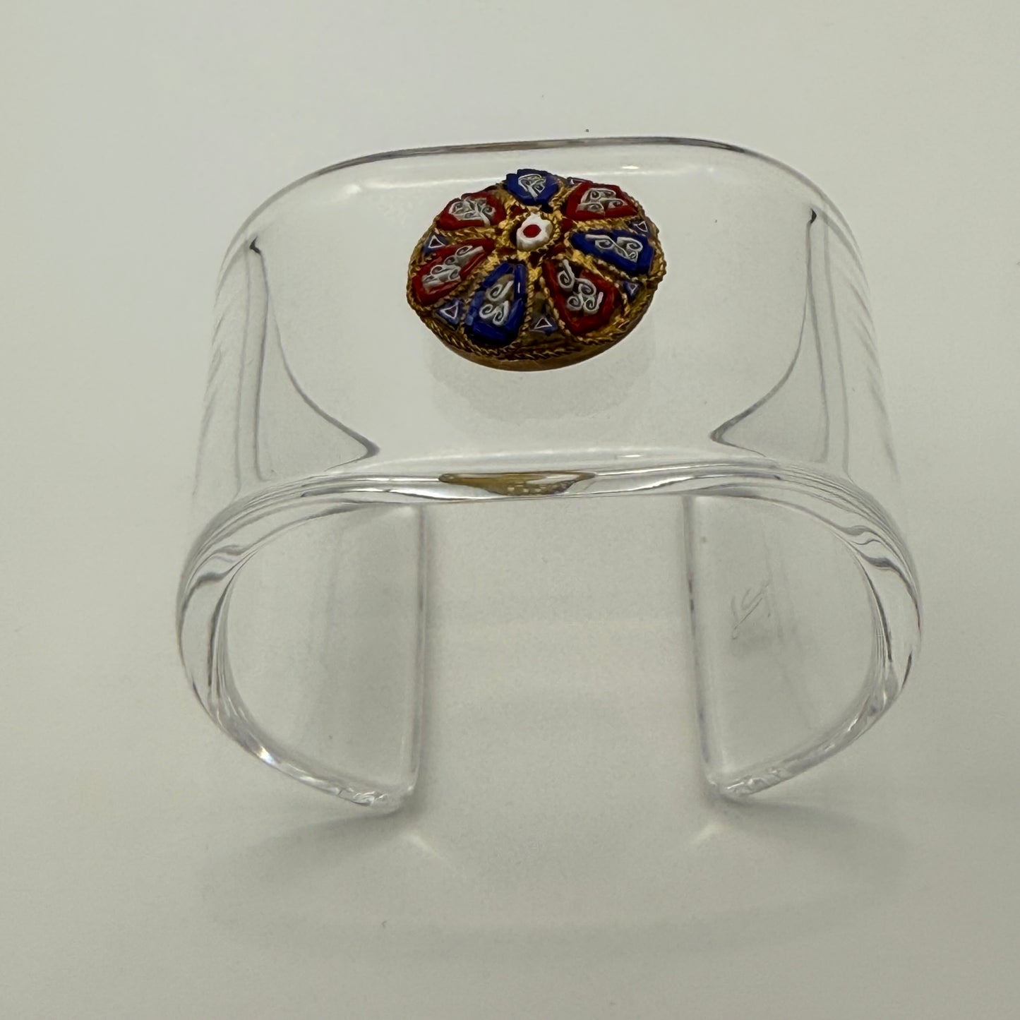 Italian Micromosaic (Red/White/Blue) Wide Acrylic Cuff (SM)