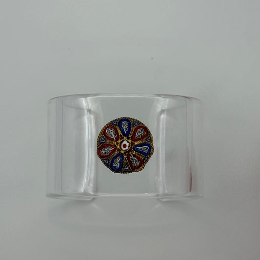 Italian Micromosaic (Red/White/Blue) Wide Acrylic Cuff (SM)