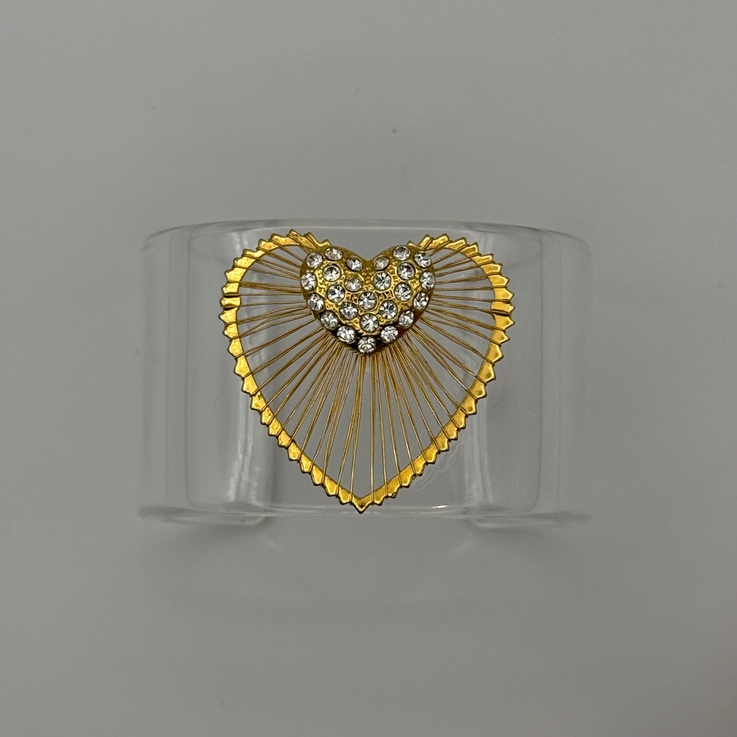 Crystal Heartburst Wide Acrylic Cuff (SM)