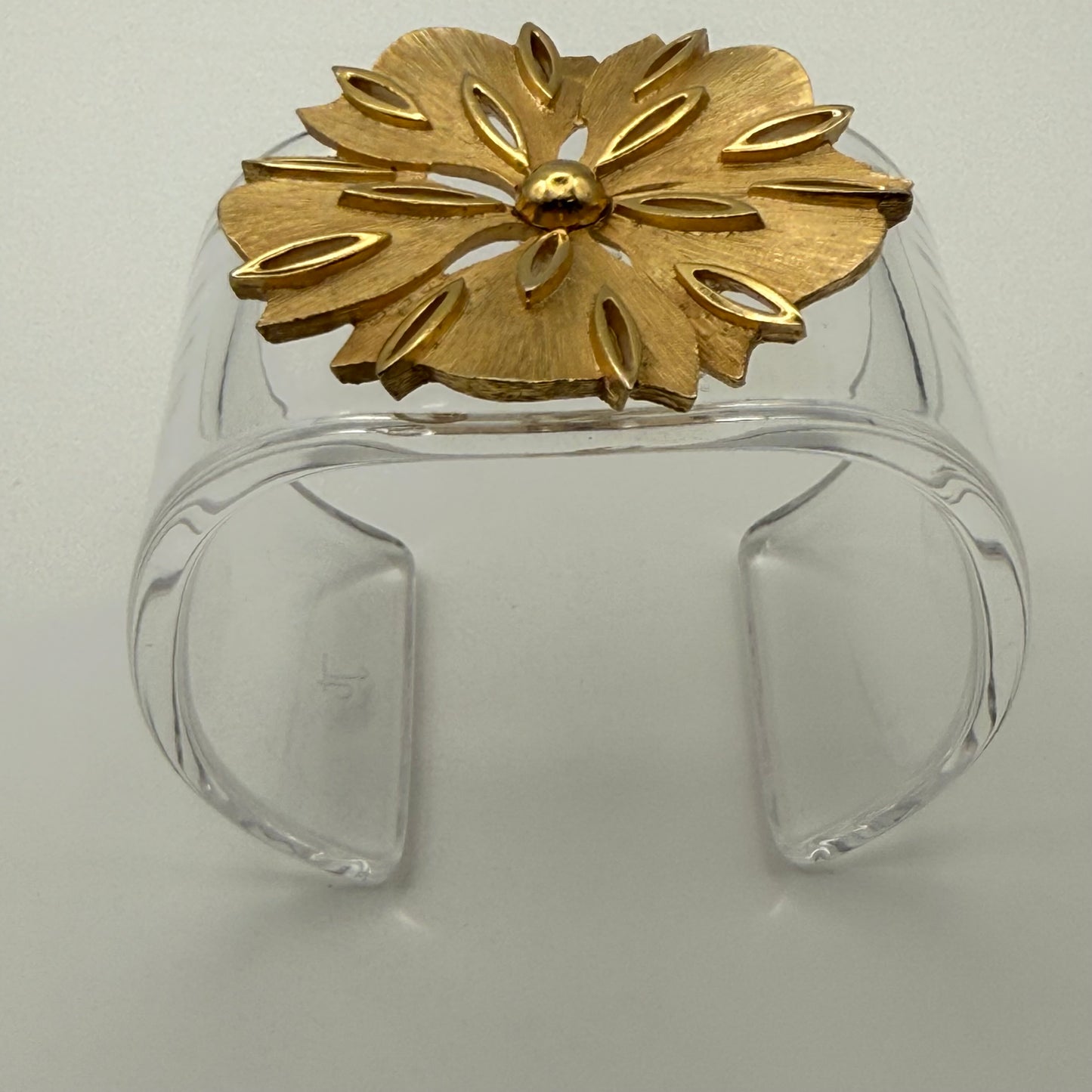 Crown Trifari Flower Wide Acrylic Cuff (LG)