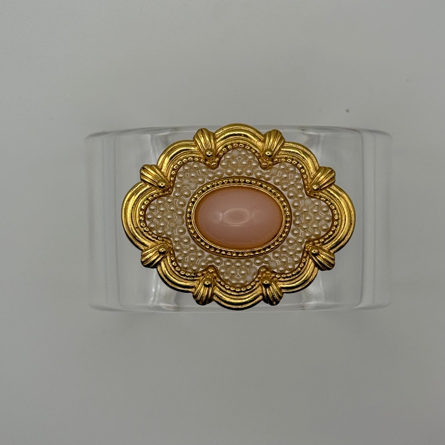 Blush Pearl Garden Wide Acrylic Cuff (LG)