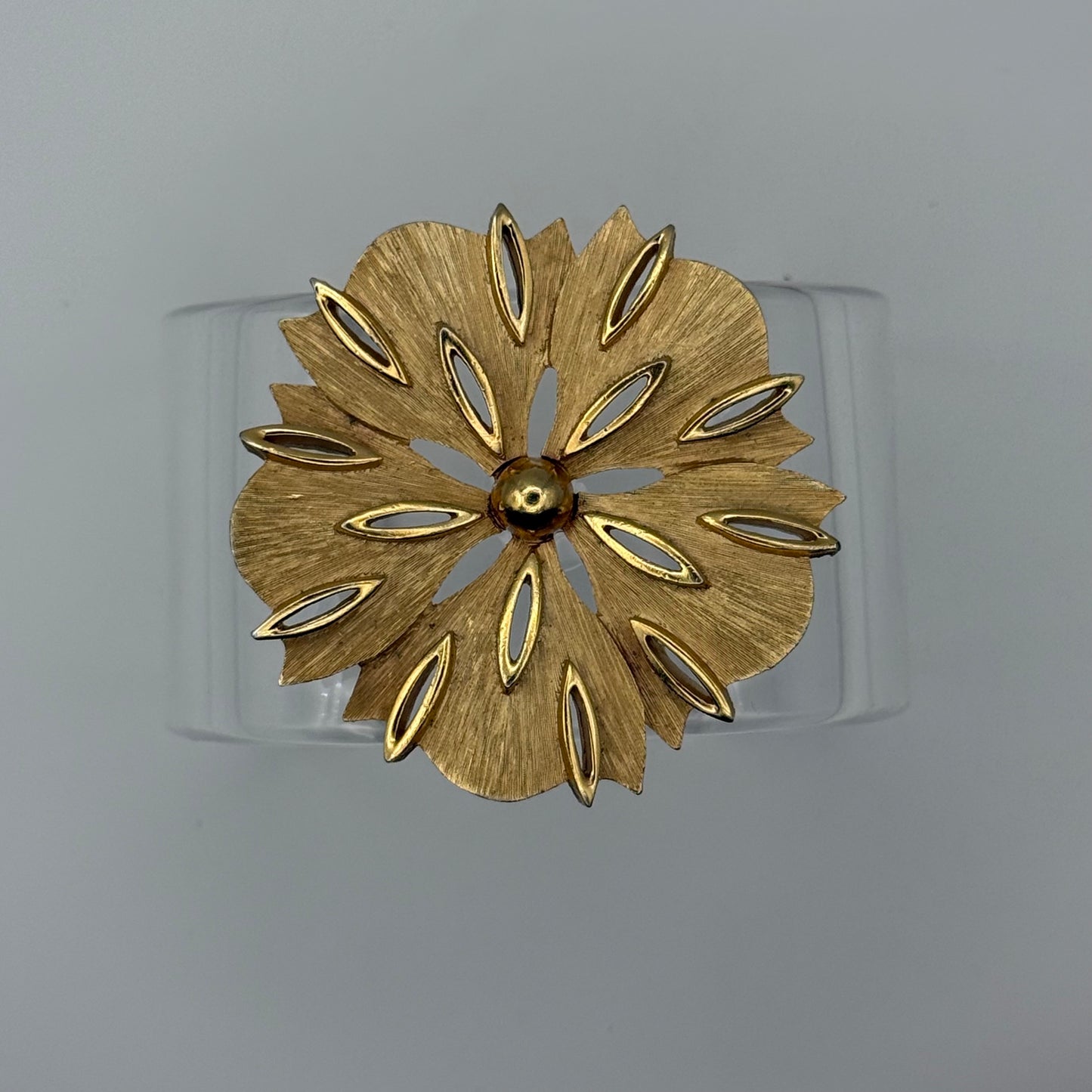 Crown Trifari Flower Wide Acrylic Cuff (LG)