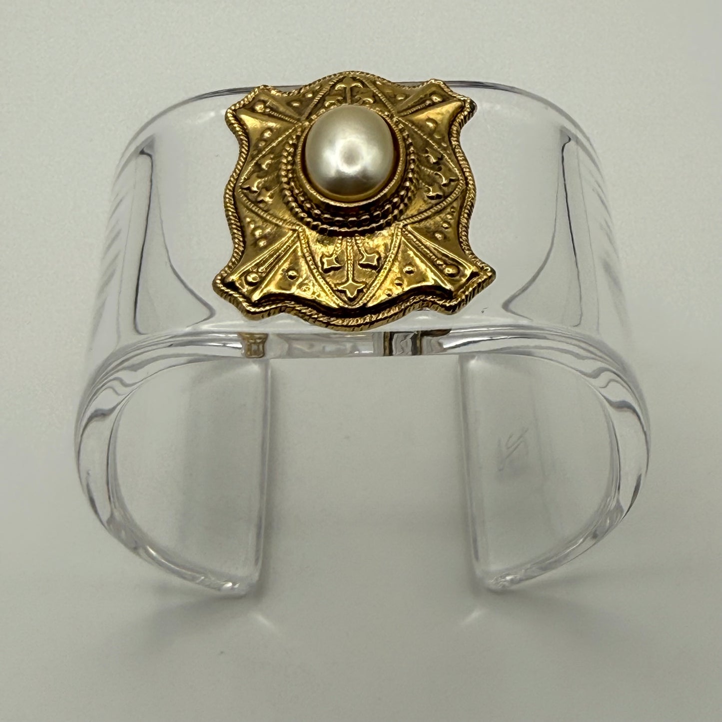Baroque Medallion Wide Acrylic Cuff (PETITE)