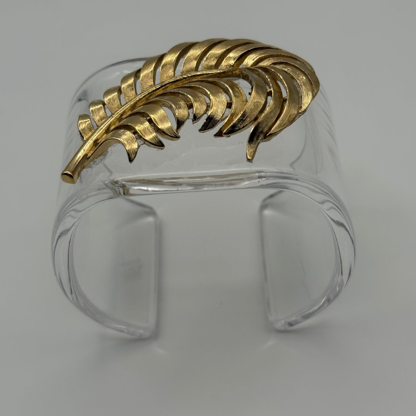Golden Palm Frond Wide Acrylic Cuff (PETITE)