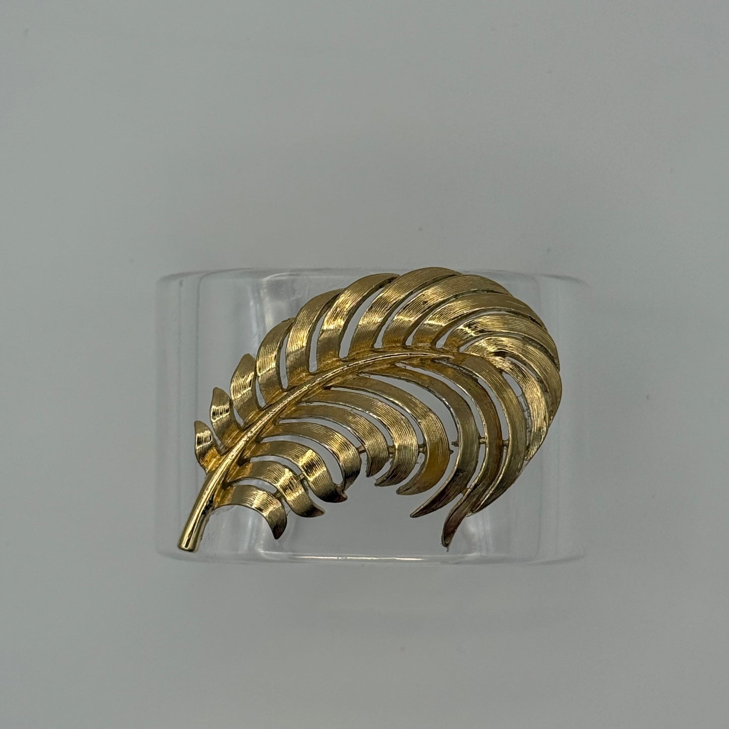 Golden Palm Frond Wide Acrylic Cuff (PETITE)
