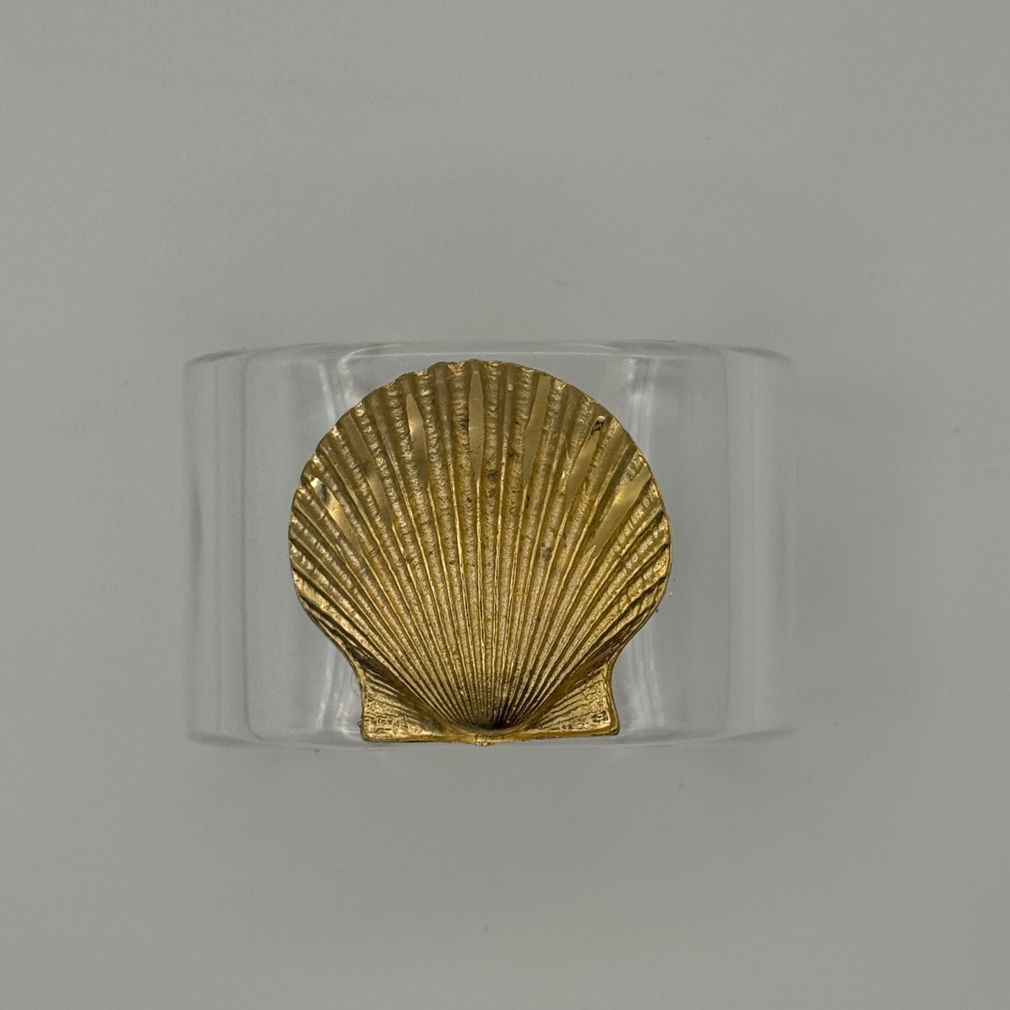 Golden Seashell Wide Acrylic Cuff (PETITE)