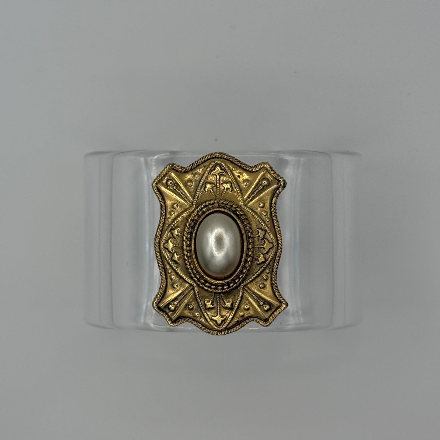 Baroque Medallion Wide Acrylic Cuff (PETITE)