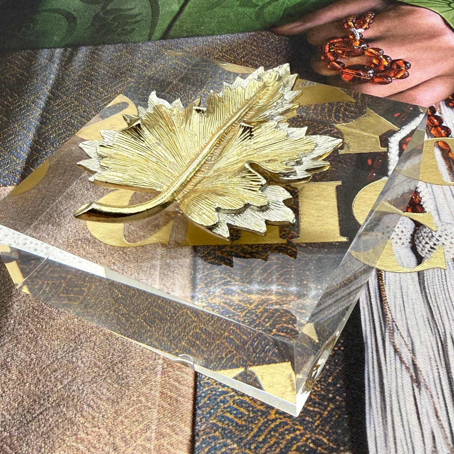 Gold & Silver Maple Leaf Acrylic Cube