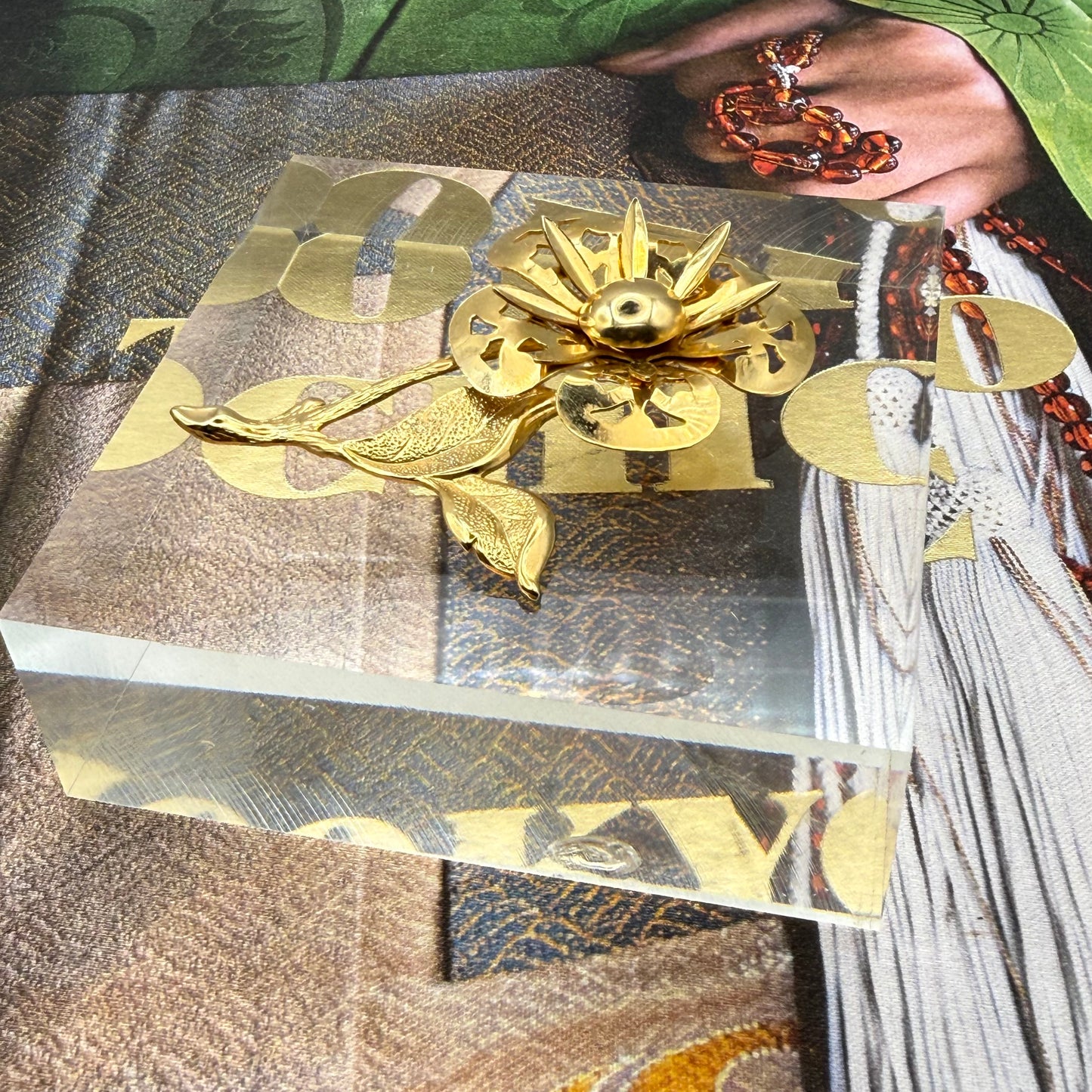 Openwork Floral Acrylic Cube