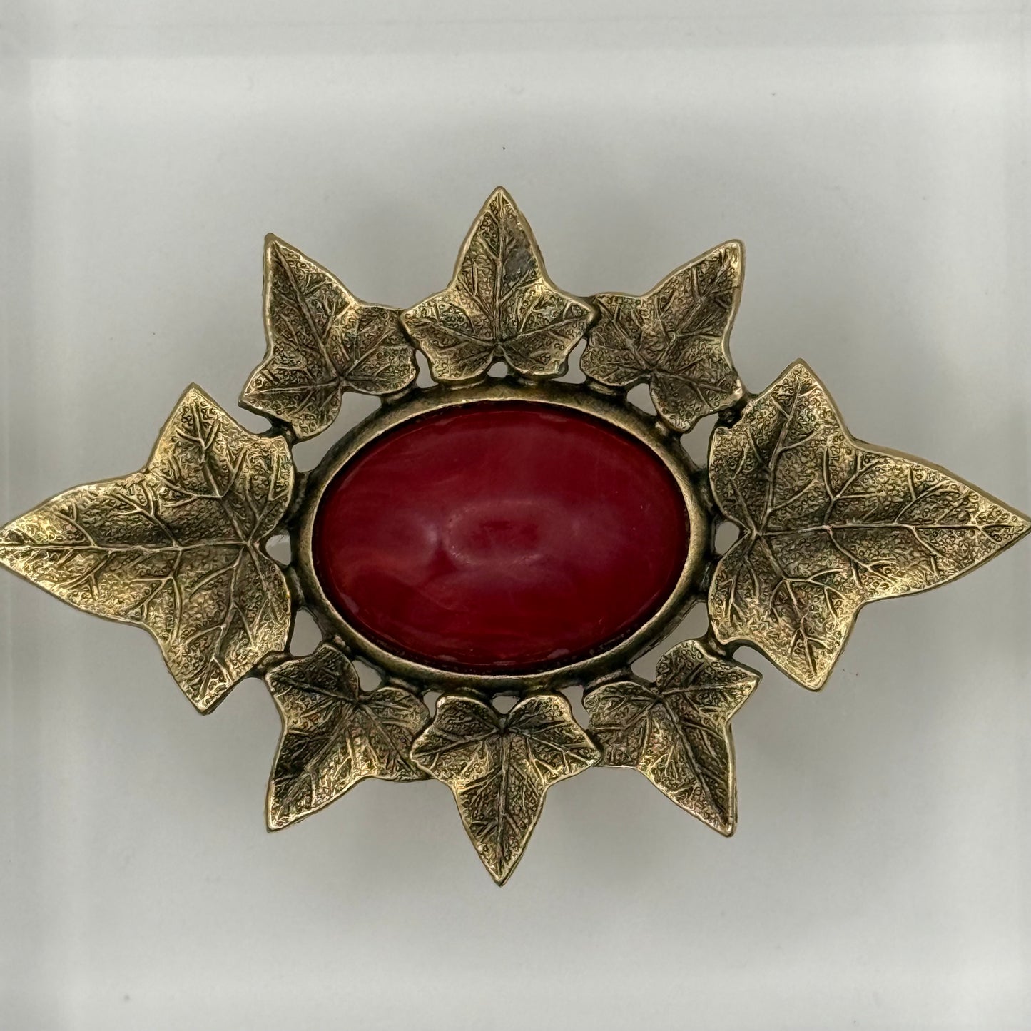 Golden Ivy and Red Cabochon Acrylic Cube