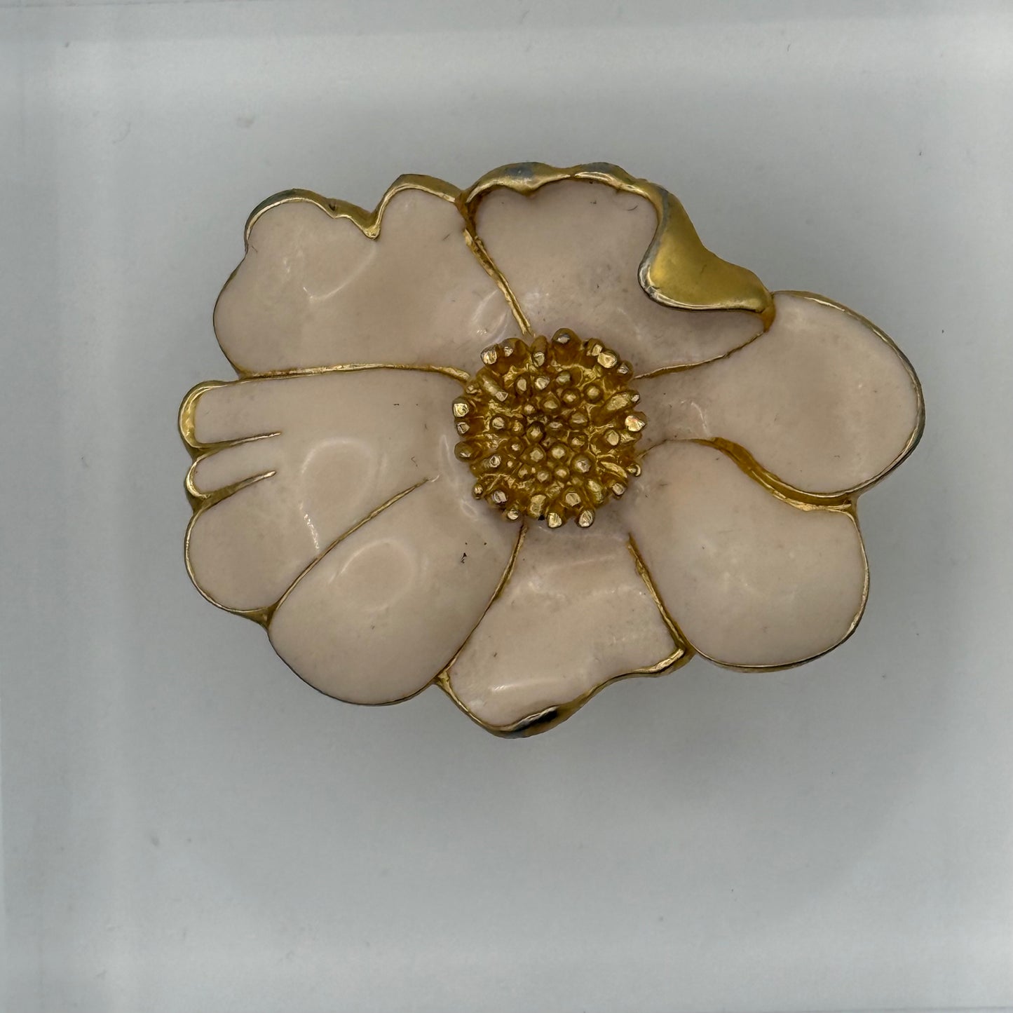 Blush Enamel Flower Acrylic Cube