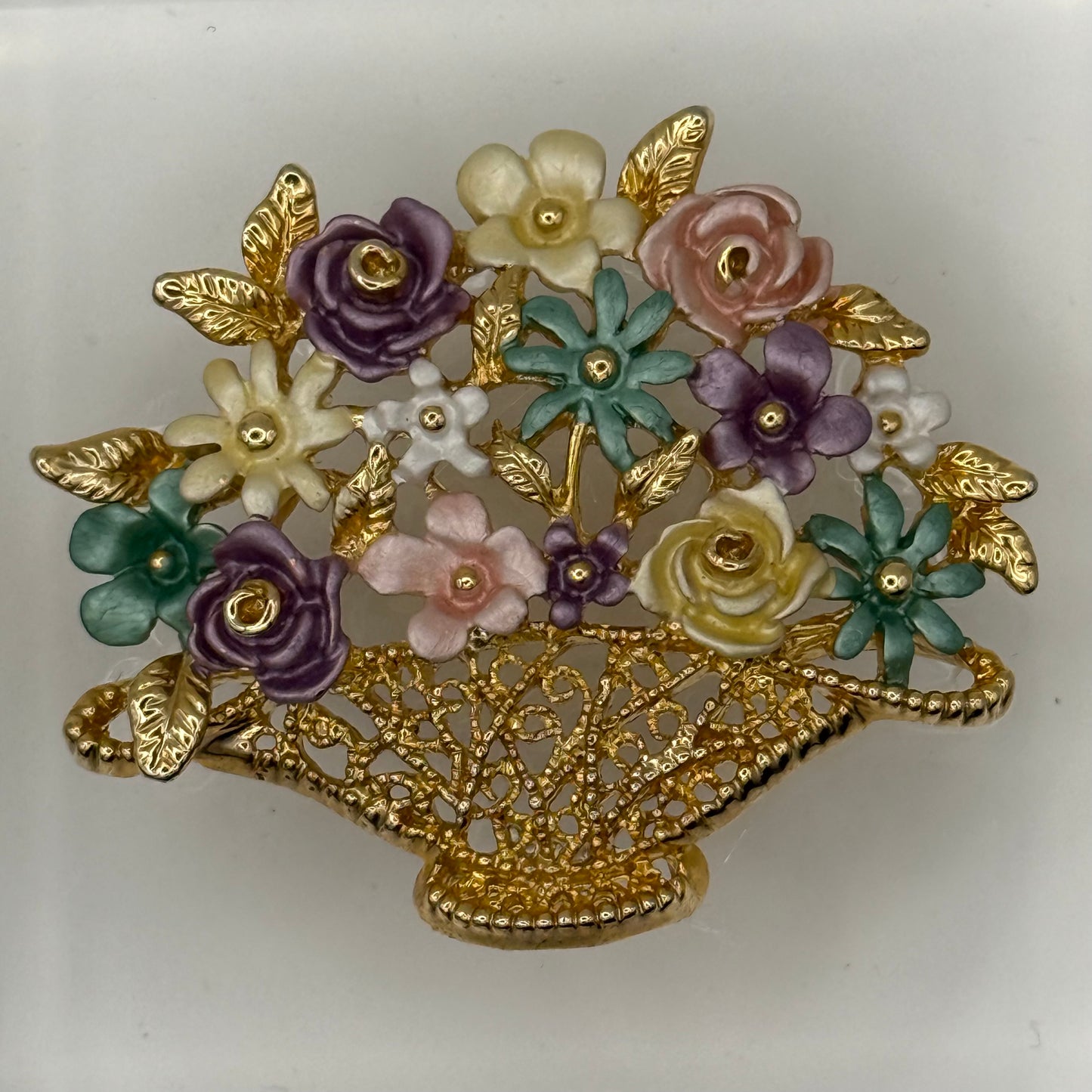 Pastel Floral Basket Acrylic Cube