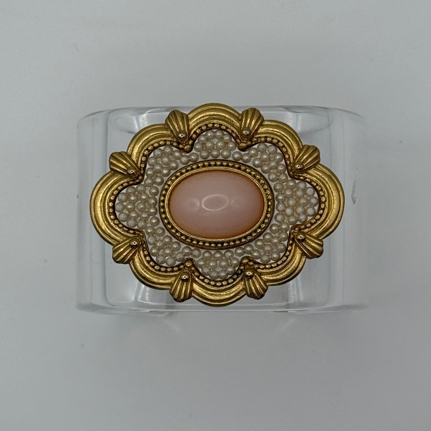 Blush Pearl Garden Wide Acrylic Cuff (X-Petite)