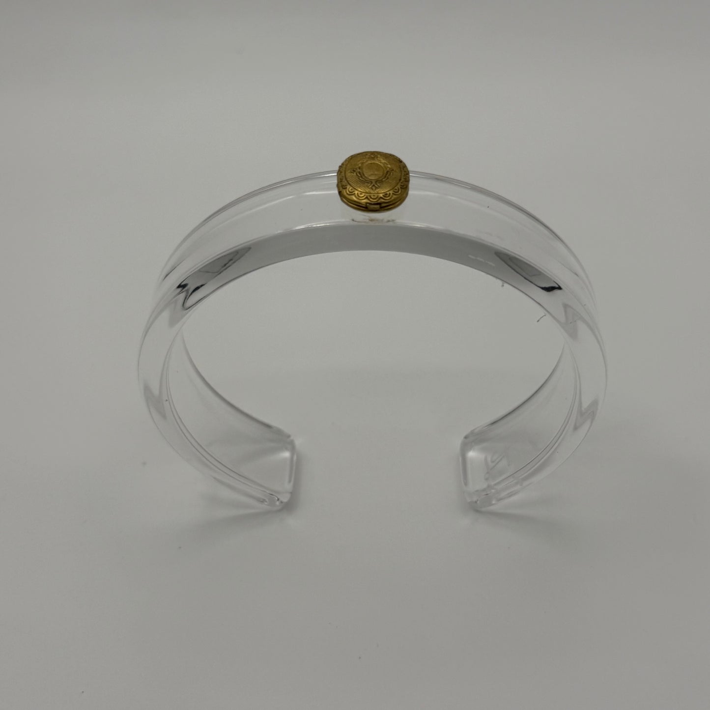 Aged Brass Locket Oval Narrow Acrylic Cuff (OSFM)