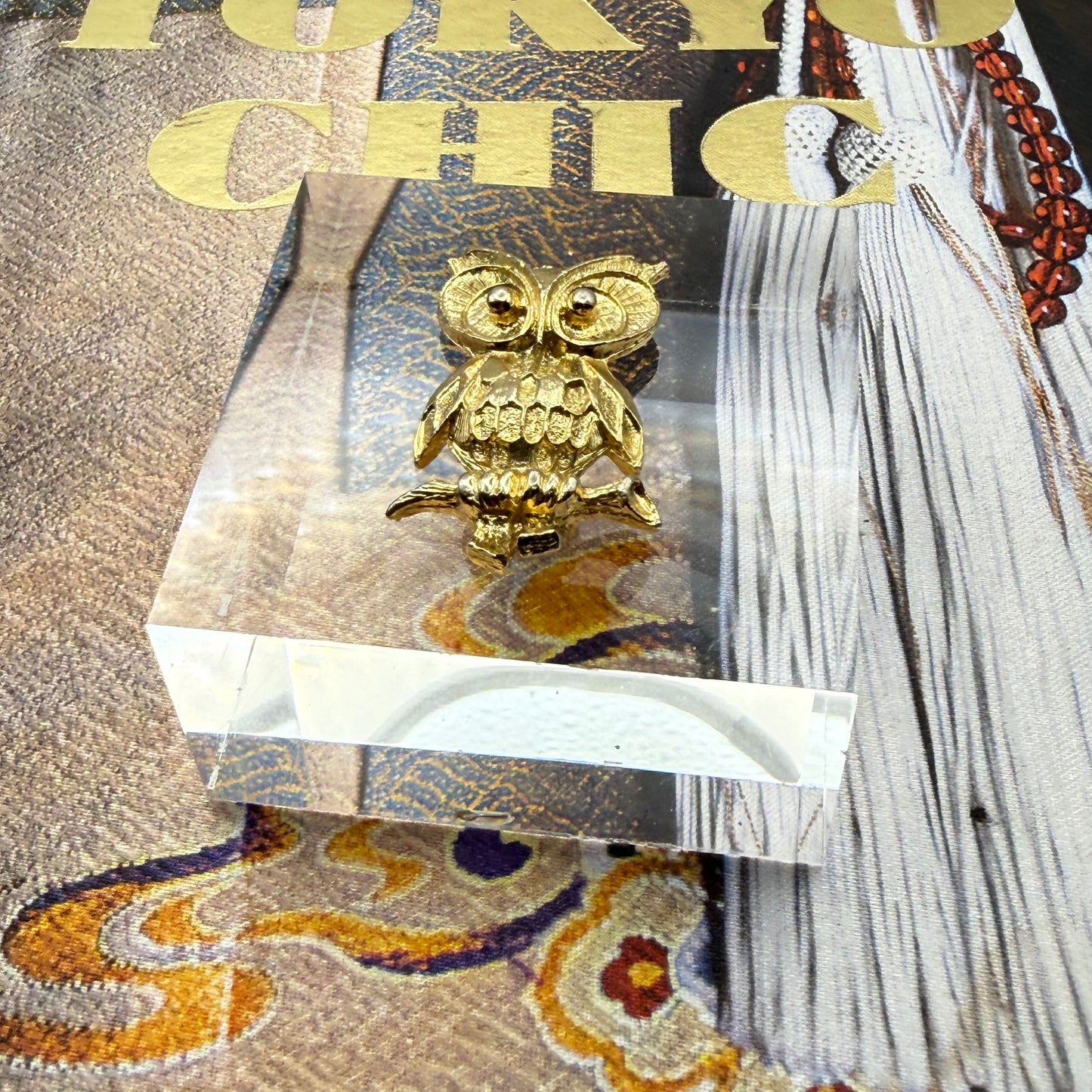 Golden Owl Acrylic Cube